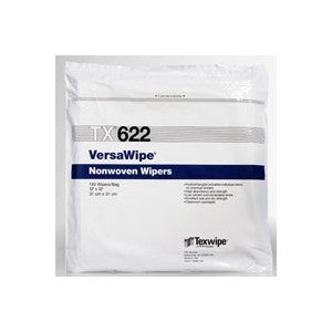 Texwipe Cleanroom Wipe VersaWipe® White NonSterile 45% Polyester / 55% Cellulose 12 X 12 Inch Disposable - Case of 1500 - TX622-CS