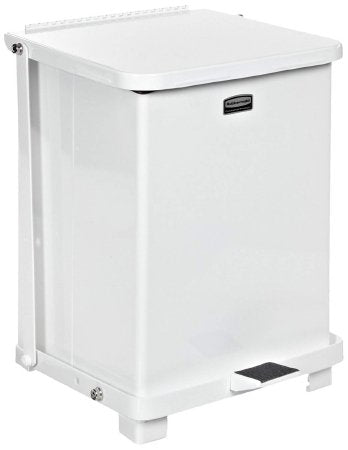 RJ Schinner Co Trash Can Rubbermaid® Defenders® 25 gal. Square White Steel Step On - Each - FGST40EPLWH-EA