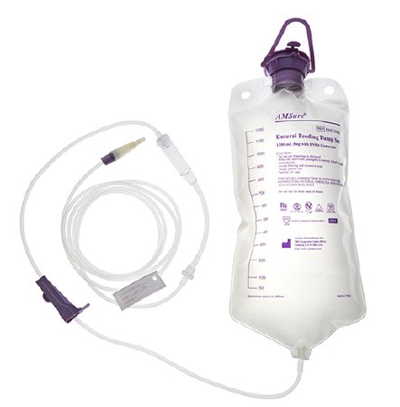 Amsino International Gravity Feeding Bag Set with ENFIT™ Connector and Transitional Adapter AMSure® 1200 mL Bag - Each - ENF1203KLD-EA