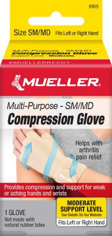Mueller Sports Medicine Compression Gloves Mueller® Compression & Support Gloves Fingerless Small / Medium Over-the-Wrist Length Ambidextrous Stretch Fabric - Each - 6905-EA