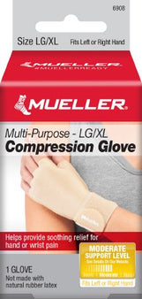 Mueller Sports Medicine Compression Gloves Mueller® Compression & Support Gloves Fingerless Large / X-Large Over-the-Wrist Length Ambidextrous Stretch Fabric - Each - 6908-EA