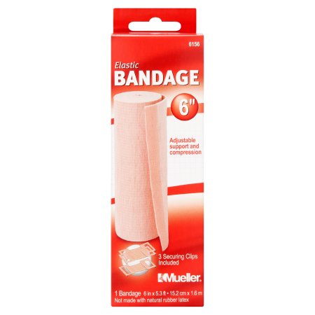 Mueller Sports Medicine Elastic Bandage Mueller® 6 Inch X 5.3 Foot Clip Detached Closure Beige NonSterile Standard Compression - Each - 6156-EA