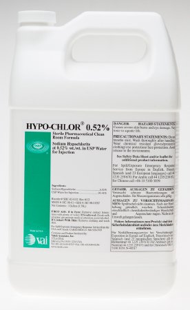 Veltek Associates HYPO-CHLOR 0.52% Surface Disinfectant Cleaner Germicidal Manual Pour Liquid 1 gal. Jug Chlorine Scent Sterile - Case of 4 - SHC-02-0.52-CS