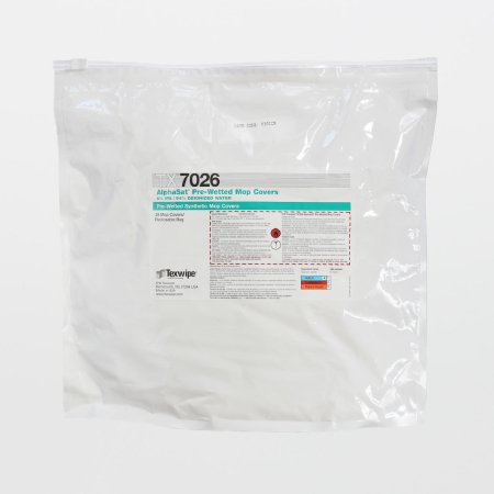 Texwipe Saturated Cleanroom Flat Mop Cover / Pad Kit Texwipe® AlphaMop™ White Polyester / Foam Disposable - Bag of 25 - TX7026-BG