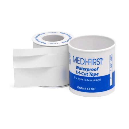 Medique Products Waterproof Medical Tape Medi-First® White 3/8 / 5/8 / 1 Inch X 5 Yard Adhesive NonSterile - Each - 61101-EA