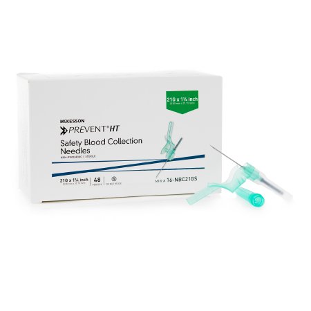 McKesson McKesson Prevent® HT Blood Collection Needle 21 Gauge 1-1/4 Inch Needle Length Safety Needle Without Tubing Sterile - Case of 2400 - 16-NBC21GS-CS