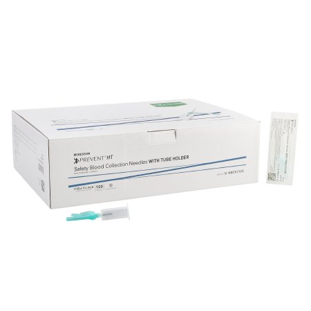 McKesson McKesson Prevent® HT Blood Collection Needle with Holder 21 Gauge 1-1/4 Inch Needle Length Safety Needle Without Tubing Sterile - Case of 500 - 16-NBCH21GS-CS