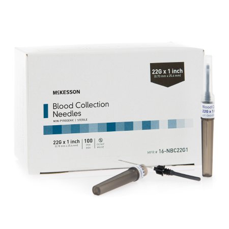 McKesson McKesson Blood Collection Needle 22 Gauge 1 Inch Needle Length Conventional Needle Without Tubing Sterile - Box of 100 - 16-NBC22G1-BX