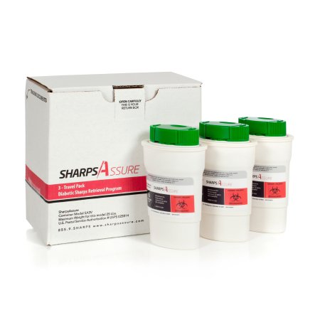 Post Medical Mailback Sharps Container Multi-Pack Sharps Assure White Base 3 L X 1-3/4 W X 5 H Inch Vertical Entry 120 to 160 Syringe Needles - Each - SA3V-EA