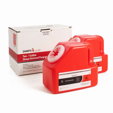 Post Medical Mailback Sharps Container Sharps Assure Red Base 9 L X 5-1/2 W X 7-3/10 H Inch Vertical Entry 1 Gallon - Each - SA1G2-EA