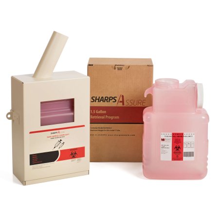 Post Medical Mailback Sharps Container Intro Kit Sharps Assure Translucent Red Base 7-3/4 L X 3.875 W X 12.25 H Inch Horizontal / Vertical Entry 1.5 Gallon - Each - SA150GUI-EA