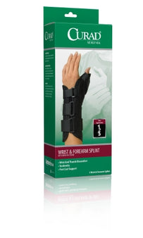 Medline Wrist / Forearm Splint with Abducted Thumb Curad® Foam / Nylon Left Hand Black Large - Case of 4 - ORT18210LLD-CS