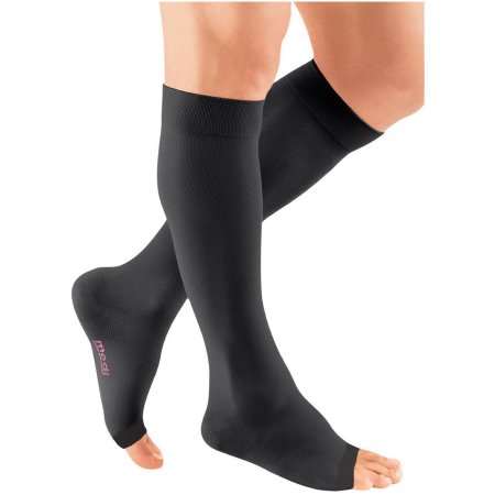 Mediusa Compression Stocking mediven plus Knee High Size 6 Black Open Toe - Pair - 20156-PR