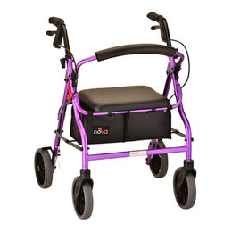 Nova Ortho-Med 4 Wheel Rollator Zoom 20 Purple Adjustable Height / Folding Aluminum Frame - Case of 1 - 4220PL-CS