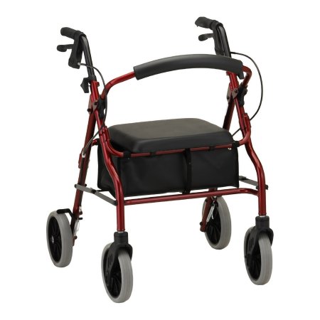Nova Ortho-Med 4 Wheel Rollator Zoom 22 Red Adjustable Height / Folding Aluminum Frame - Case of 1 - 4222RD-CS