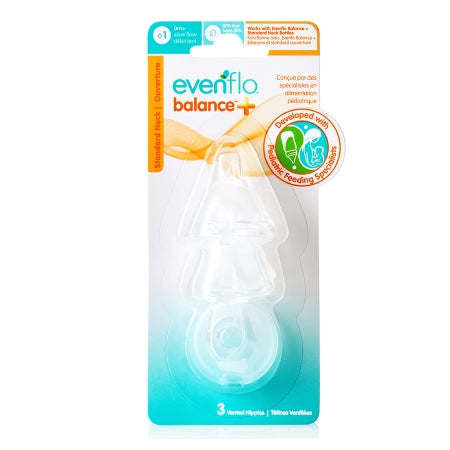 Evenflo Nipple Evenflo Feeding Balance + Standard Neck Slow Flow Tip Ages 0 Months and Up - Case of 12 - 2121111-CS