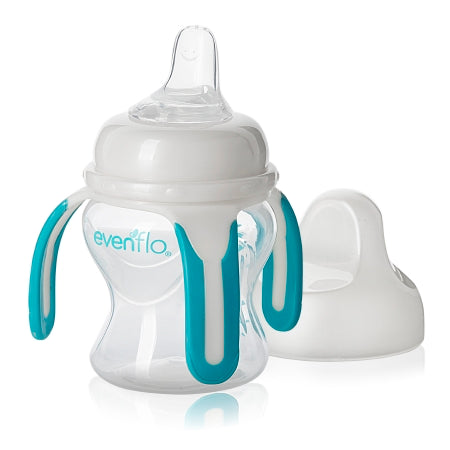 Evenflo Trainer Cup Evenflo Soft-flo 5 oz. Clear / Teal Plastic / Silicone Reusable - Case of 12 - 4101112-CS