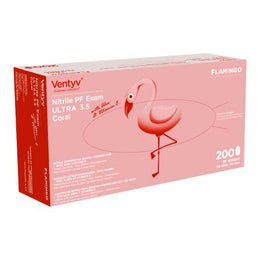 Ventyv Exam Glove Ventyv™ Ultra 3.5 CORAL (FLAMINGO) Medium NonSterile Nitrile Standard Cuff Length Textured Fingertips Coral Not Rated - Case of 2000 - 10335106-CS