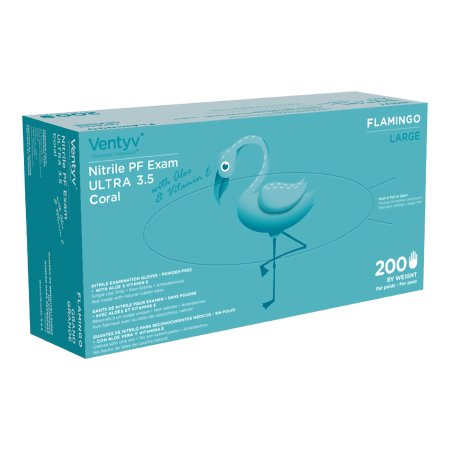 Ventyv Exam Glove Ventyv™ Ultra 3.5 CORAL (FLAMINGO) Large NonSterile Nitrile Standard Cuff Length Textured Fingertips Coral Not Rated - Box of 200 - 10336106-BX
