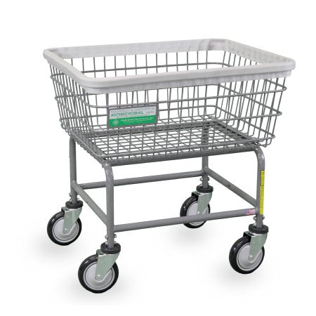 R & B Wire Products Antimicrobial Heavy Duty Laundry Cart 2.5 Bushel Capacity Steel Tubing 5 Inch Clean Wheel System™ Casters - Each - 100E/ANTI-EA