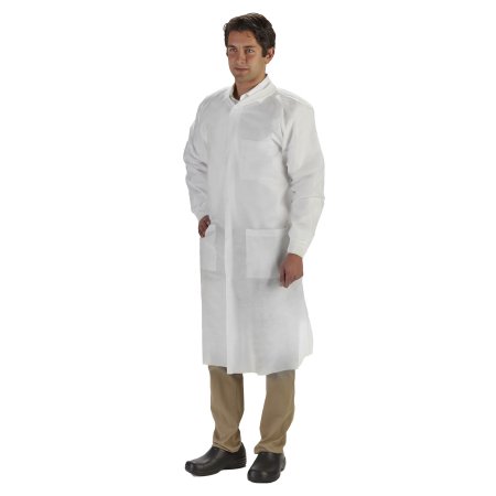 Graham Medical Products Lab Coat LabMates® White Large Knee Length Disposable - Case of 50 - 85174-CS