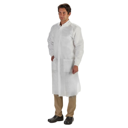 Graham Medical Products Lab Coat LabMates® White X-Large Knee Length Disposable - Case of 50 - 85175-CS