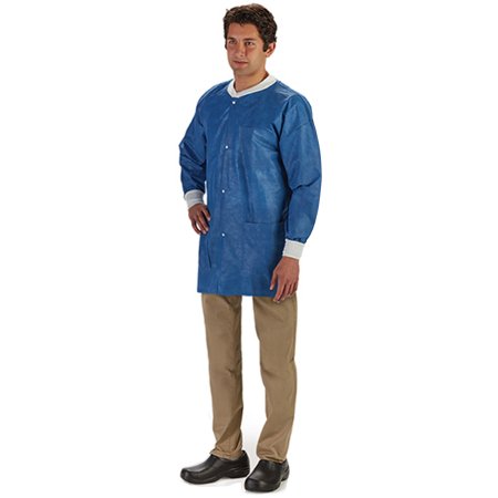 Graham Medical Products Lab Jacket LabMates® Blue Large Hip Length Disposable - Case of 50 - 85190-CS