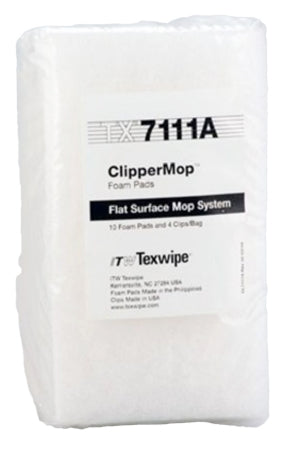 Texwipe Cleanroom Mop Pad Kit Texwipe® ClipperMop™ White Foam Disposable - Case of 100 - TX7111A-CS