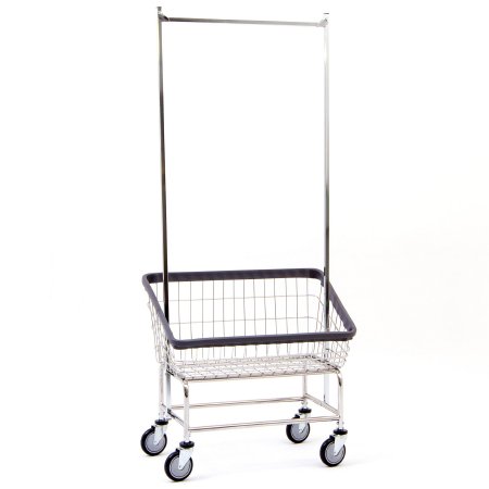 R & B Wire Products Laundry Cart with Double Pole Rack 3.75 Bushel Capacity Steel Tubing 5 Inch Clean Wheel System™ Casters - Each - 200CSC56C-EA