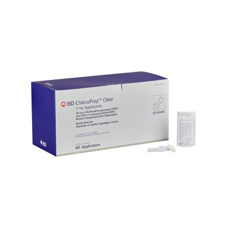 BD Skin Prep Solution ChloraPrep™ Clear 1 mL Foam Applicator 2% / 70% Strength CHG (Chlorhexidine Gluconate) / Isopropyl Alcohol Sterile - CT/60 - 930480-CT