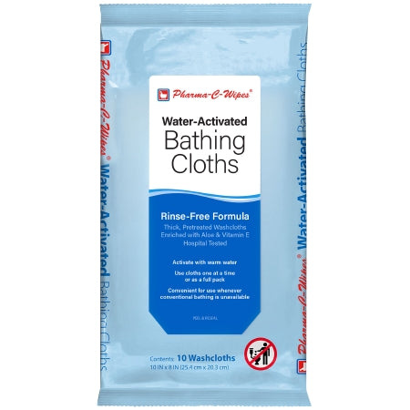 Kleen Test Products Corp Rinse-Free Bath Wipe Pharma-C-Wipes® Soft Pack Water / Propylene Glycol / Glycerin / Cocamidopropyl Betaine / Aloe / Vitamin E Scented 10 Count - Box of 6 - 63-200991-6-BX