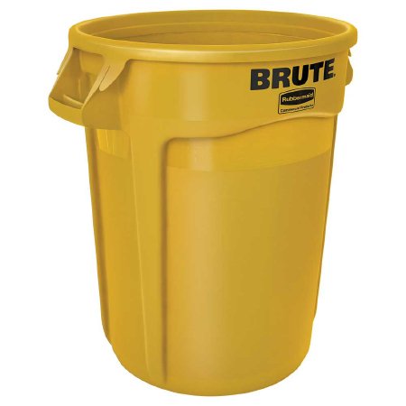 RJ Schinner Co Trash Can Rubbermaid® Brute® 32 gal. Round Yellow Plastic Open Top - Case of 6 - FG263200YEL-EA-CS