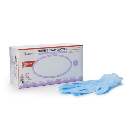 Cardinal Exam Glove FLEXAL™ Comfort Large NonSterile Nitrile Standard Cuff Length Textured Fingertips Blue Chemo Tested - Box of 250 - 88FS04L-BX