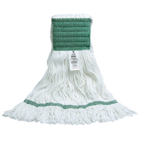 RJ Schinner Co Wet String Mop Head ABCO Looped-end Medium Green / White Rayon Reusable - Case of 12 - LM-4003MW-CS