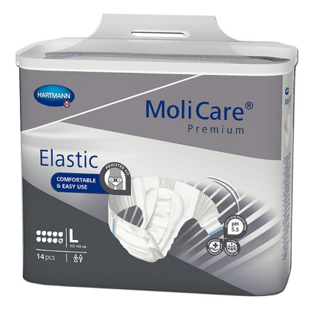 Hartmann Unisex Adult Incontinence Brief MoliCare® Premium Elastic 10D Large Disposable Heavy Absorbency - Pack of 14 - 165673-PK