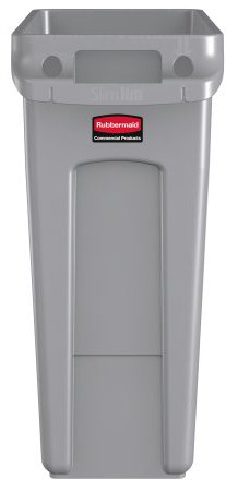 RJ Schinner Co Trash Can Rubbermaid® Slim Jim® 16 gal. Rectangular Gray Resin Open Top - Each - 1971258-EA