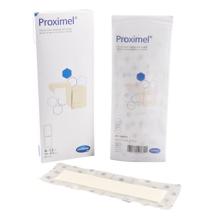 Hartmann Foam Dressing Proximel® 4 X 12 Inch With Border Waterproof Film Backing Silicone Adhesive Rectangle Sterile - Each - 14500000-EA