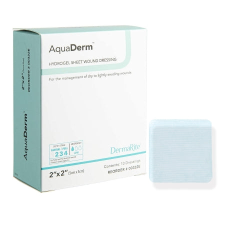 DermaRite Industries Hydrogel Wound Dressing AquaDerm™ Sheet 2 X 2 Inch Square Sterile - Box of 10 - 00322E-BX