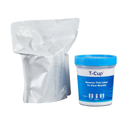 Abbott Rapid Dx North America LLC Drugs of Abuse Test Kit T-Cup® AMP1000, BAR300, BZO300, BUP10, COC300, mAMP/MET1000, MDMA500, MTD300, MOP(OPI300), OXY100, PCP25, PPX300, TCA1000, THC50 (CR, pH, SG) 25 Tests CLIA Waived - Box of 25 - TDOA-1145A3-BX