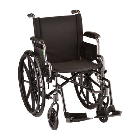 Nova Ortho-Med Lightweight Wheelchair Nova Desk Length Arm Swing-Away Footrest 18 Inch Seat Width Adult 300 lbs. Weight Capacity - Each - 7180L-EA