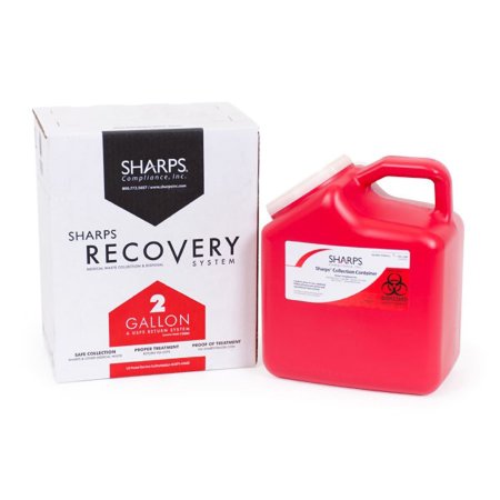 Sharps Compliance Mailback Sharps Container The Sharps Disposal By Mail System® PRO-TEC® Red Base 11 H X 6 W X 9 L Inch Vertical Entry 2 Gallon - Case of 12 - 12000-012W-CS