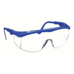Pyramex Protective Glasses Integra Adjustable Temple Anti-scratch Coating Clear Tint Polycarbonate Lens Blue Frame Over Ear One Size Fits Most - Box of 12 - SN410S-BX