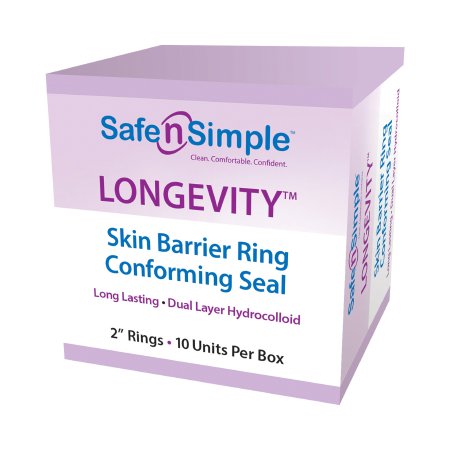 Safe N Simple Skin Barrier Ring Longevity™ Moldable, Extended Wear Adhesive Hydrocolloid 2 Inch Diameter - Case of 160 - SNS684H2-CS