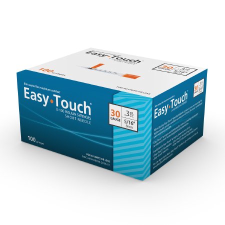 MHC Medical Standard Insulin Syringe with Needle EasyTouch™ 0.3 mL 5/16 Inch 30 Gauge NonSafety Thin Wall - Box of 100 - 830365-BX