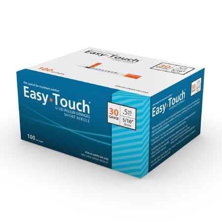 MHC Medical Standard Insulin Syringe with Needle EasyTouch™ 0.5 mL 5/16 Inch 30 Gauge NonSafety Thin Wall - Box of 100 - 830565-BX