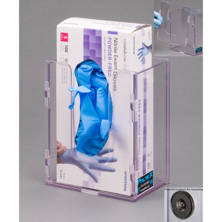 Poltex Inc Glove Box Holder Magnet Mounted 1-Box Capacity Clear 5-1/2 W X 3-1/4 D X 7 H Inch PETG Plastic - Each - 1GBSHORT-M-EA