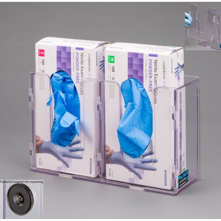 Poltex Inc Glove Box Holder Magnet Mounted 2-Box Capacity Clear 10-1/2 W X 3-1/4 D X 10 H Inch PETG Plastic - Each - 2GBSHORT-M-EA