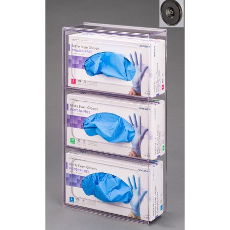 Poltex Inc Glove Box Holder Magnet Mounted 3-Box Capacity Clear 10-1/2 W X 3-1/4 D X 15 H Inch PETG Plastic - Each - 3GBST-M-EA