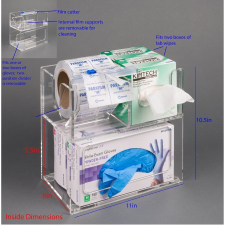 Poltex Inc Glove Holder Organizer Without Mounting 2-Box Capacity Clear 10 W X 3-3/4 D X 5-3/4 H Inch Acrylic - Each - GBKIMTRIO-EA