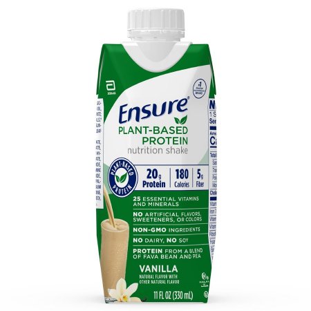 Abbott Nutrition Oral Supplement Ensure® Plant Based Protein Nutrition Shake Vanilla Flavor Liquid 11 oz. Carton - Case of 12 - 67450-CS